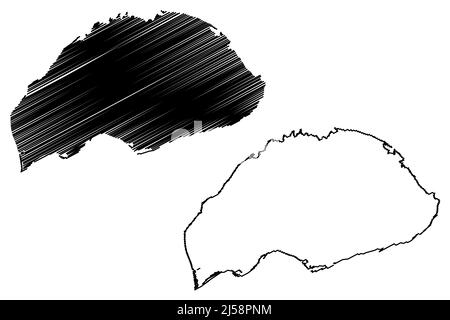 Insel Wrangel (Russland, Russische Föderation, Tschukotka) Karte Vektordarstellung, Skizze Wrangel Karte Stock Vektor