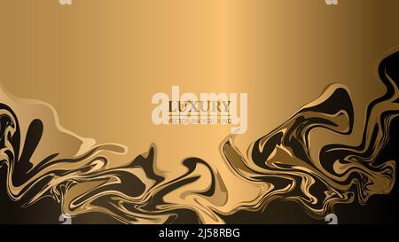 Vektor Luxus Flüssigkeit abstrakten Hintergrund. Gold eleganter abstrakter Hintergrund mit flüssigen Formen. Stock Vektor