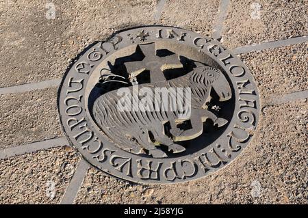 Frankreich. Saône et Loire. Cluny. Symbol von Cluny, dem Lamm Stockfoto
