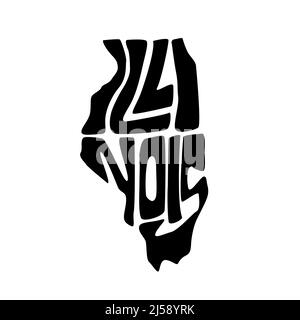 Illinois Karte Typografie. Illinois State Map Typografie. Illinois Schriftzug. Stock Vektor