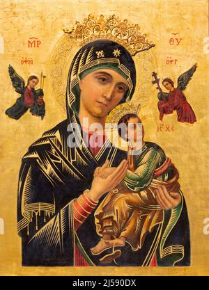 VALENCIA, SPANIEN - 17. FEBRUAR 2022: Madonna (Unsere Liebe Frau von der ewigen Hilfe) in der Kirche Basilica de San Vicente Ferrer. Stockfoto