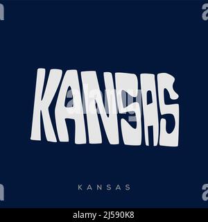 Kansas Karte Typografie. Kansas State Map Typografie. Kansas Schriftzug. Stock Vektor