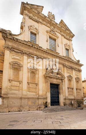 Jesuitenkirche des Jesus, Lecce. Kirche aus dem späten 17.. Jahrhundert inspiriert von der Kirche ähnlichen Namens in Rom. Apulien, Italien. Stockfoto