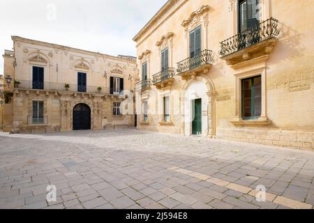 Der Marrese-Palast ist eines der beeindruckendsten Gebäude im Barockstil in Lecce. Das Hotel liegt in Piazzetta Ignazio Falconieri, hat das Gebäude eine unglaublich Stockfoto