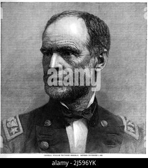 Porträt von William Tecumseh Sherman, Union Army General im amerikanischen Civi-Krieg. 19.-Jahrhundert-Illustration Stockfoto