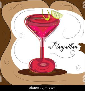 Skizze eines tropischen Cocktails mit Zitronen Tropisches Getränk Vector Stock Vektor