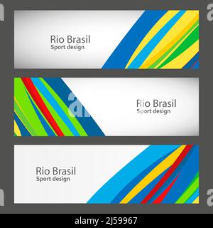 Set Banner in Farben der Brasilien-Flagge. Vektorfarbe Konzept Stock Vektor