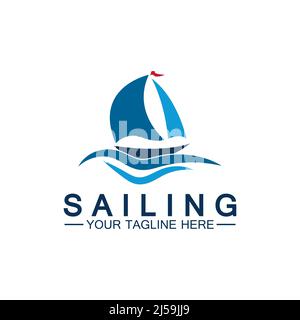 Segelschiff Logo Vorlage Vektor Stock Vektor