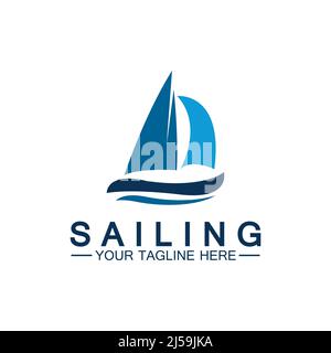 Segelschiff Logo Vorlage Vektor Stock Vektor
