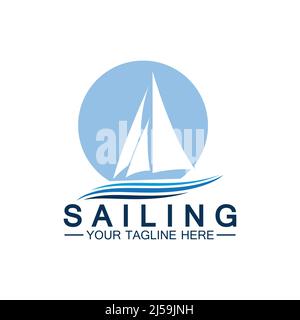 Segelschiff Logo Vorlage Vektor Stock Vektor