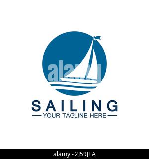 Segelschiff Logo Vorlage Vektor Stock Vektor