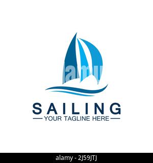 Segelschiff Logo Vorlage Vektor Stock Vektor