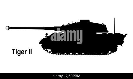 Tiger Tank. Tanksymbol. Vektorgrafik. Tiger German Tank. Silhouette des Tanks Stock Vektor