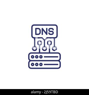 DNS-Zeilensymbol auf Weiß Stock Vektor