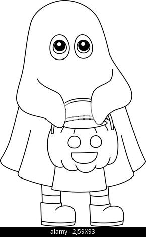 Geist Trick or Treat Halloween Färbung isoliert Stock Vektor