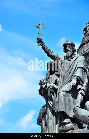 Detail des Denkmals zum Millennium Russlands in Velikj Nowgorod (Nowgorod der Große), Russland Stockfoto