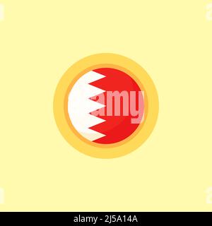 Flagge von Bahrain mit rundem Rahmen. Flaches Design. Stock Vektor