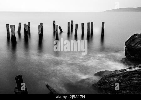 Pamucak Meer lange Belichtung, Selcuk, Izmir, Türkei Stockfoto