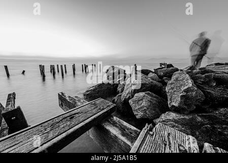 Pamucak Meer lange Belichtung, Selcuk, Izmir, Türkei Stockfoto