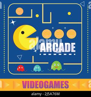 Arcade Videospiel Szenario mit Text Videospiel Vektor Stock Vektor