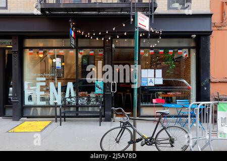Lena, 10 Morton St, New York, NYC Foto von einem französischen Restaurant im Stadtteil Greenwich Village in Manhattan. Stockfoto