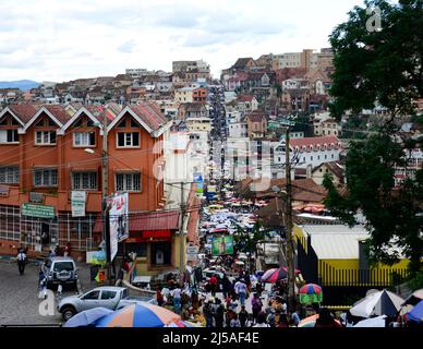 Das pulsierende Stadtzentrum von Antananarivo, Madagaskar. Stockfoto