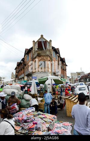 Der lebhafte Analakely Markt in Antananarivo, Madagaskar. Stockfoto