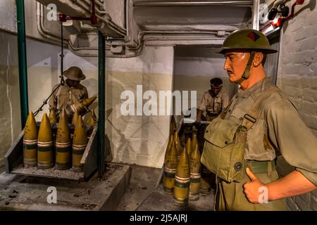 Fort Siloso ist Singapurs einzige gut erhaltene Küstenfestung, die als Teil der Verteidigung des Landes diente. Stockfoto