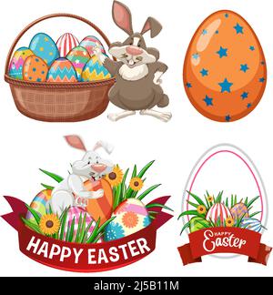 Frohes Osterfest mit Hase und Eier Illustration Stock Vektor
