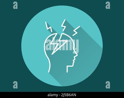 Psychose-Symbol. Einfache Illustration mit langem Schatten für Grafik- und Webdesign. Stock Vektor