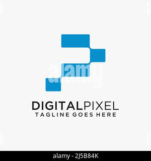 Digitales Logo mit dem Buchstaben P Stock Vektor