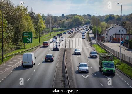 A494, Aston Hill, Queensferry Bypass, North Wales, Verkehr Stockfoto