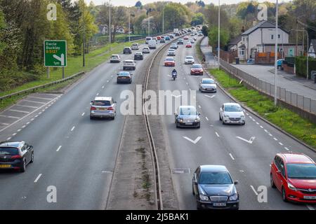 A494, Aston Hill, Queensferry Bypass, North Wales, Verkehr Stockfoto