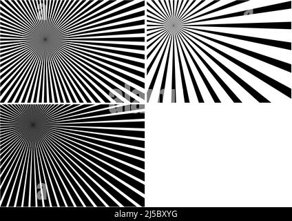 Set aus drei Lichtstrahlen in schwarzer Farbe Stock Vektor