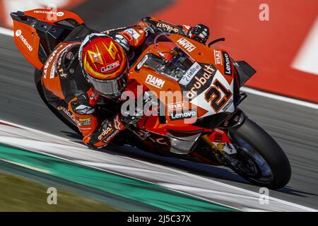 Assen, Niederlande. 22. April 2022. 22.. April 2022. Assen, Niederlande. 2022-04-22 10:42:22 ASSEN - Michael Rinaldi (ITA) auf seinem Ducati während des freien Trainings für die Welt-Superbike-Weltmeisterschaft am TT-Kurs Assen. ANP VINCENT JANNINK netherlands Out - belgium Out Credit: ANP/Alamy Live News Credit: ANP/Alamy Live News Stockfoto