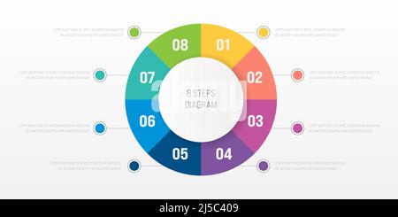 8 Schritte Prozess modernes Infografik Diagramm Stock Vektor