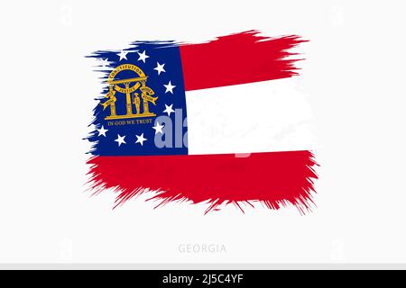 Grunge Flagge von Georgien, Vektor abstrakt Grunge gebürstete Flagge von Georgien auf grauem Hintergrund. Stock Vektor