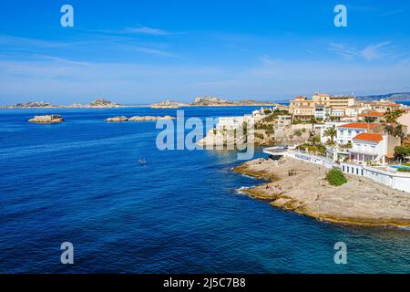 Panorama sur l'Anse de la Fausse monnaie,et les îles du Frioul Marseille Provence Frankreich Paca 13 Stockfoto