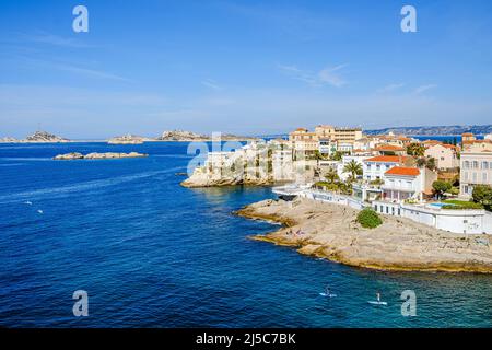 Panorama sur l'Anse de la Fausse monnaie,et les îles du Frioul Marseille Provence Frankreich Paca 13 Stockfoto