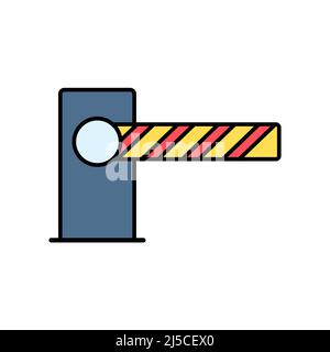 Symbol für automatische Fahrzeugbarriere. Linie, Glyphe und gefüllte Umriss bunte Version, Parkplatz Barriere Umriss und gefüllte Vektor-Zeichen. Symbol, Logo-Illustration Stock Vektor