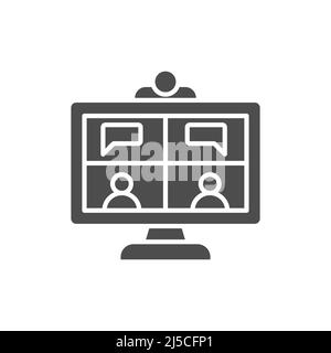 Videokonferenz Umriss, gefüllte Umriss, Glyp-Symbol. Lineare Stil Zeichen für mobile Konzept und Web-Design. Monitor Benutzer einfache Vektor-Symbol. Symbol, Protokoll Stock Vektor
