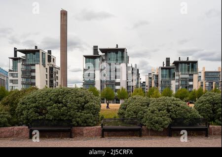 24.06.2018, Helsinki, Finnland, Europa - Wohngebiet mit modernen Wohnhäusern im Süden der finnischen Hauptstadt. [Automatisierte Übersetzung] Stockfoto