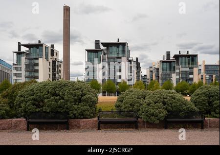 24.06.2018, Helsinki, Finnland, Europa - Wohngebiet mit modernen Wohnhäusern im Süden der finnischen Hauptstadt. [Automatisierte Übersetzung] Stockfoto