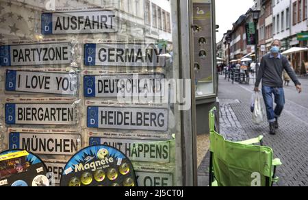 Heidelberg, DEU, 09/29/2020 - Geschlossen Souvenir-Shop in Heidelberg. Seit dem Ausbruch der Corona-Pandemie sind die Touristenbesuche stark zurückgegangen. [Automatisierte Übersetzung] Stockfoto