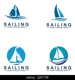 Segelschiff Logo Vorlage Vektor Stock Vektor
