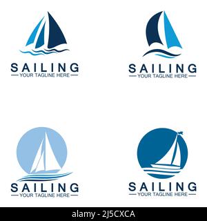 Segelschiff Logo Vorlage Vektor Stock Vektor