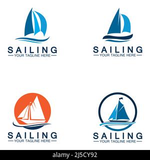 Segelschiff Logo Vorlage Vektor Stock Vektor