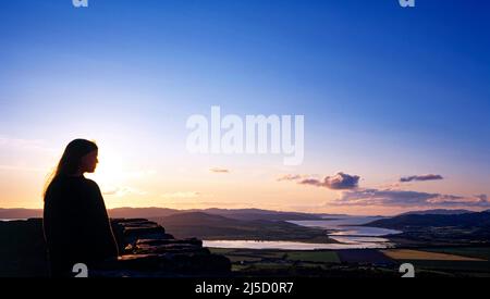 Sonnenuntergang vom Grianan von aileach im lough swilly, County donegal, Irland Stockfoto