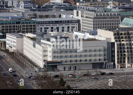 Berlin, 19.04.2021 - Blick auf die US-Botschaft in Berlin. [Automatisierte Übersetzung] Stockfoto