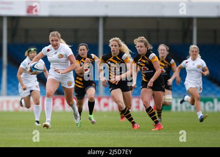 Exeter Chiefs Rugby Women Olivia Jones läuft zur Try Line Samstag, 21, August, 2021 - - - Vereinigtes Königreich Kreditkarton: Martin Edwards Stockfoto